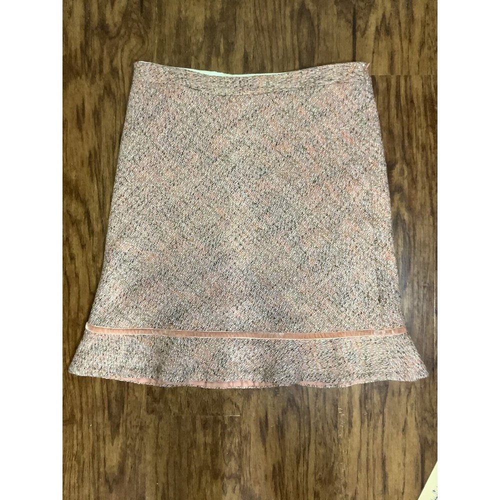 Gap Women's Tweed Wool Blend Lined Career Peach Side Zip Skirt‎ Flounce Size 12